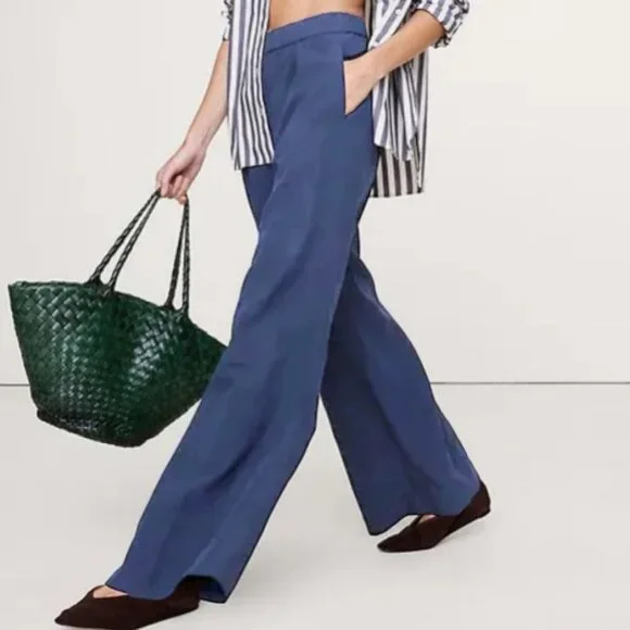 Banana Republic wide leg pants blue women's size L - Picture 1 of 4